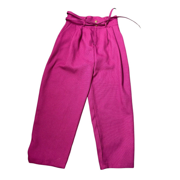 Cider Womens Tweed Solid Belted Straight Leg Trouser Pants High Rise Pink XL - Picture 4 of 11